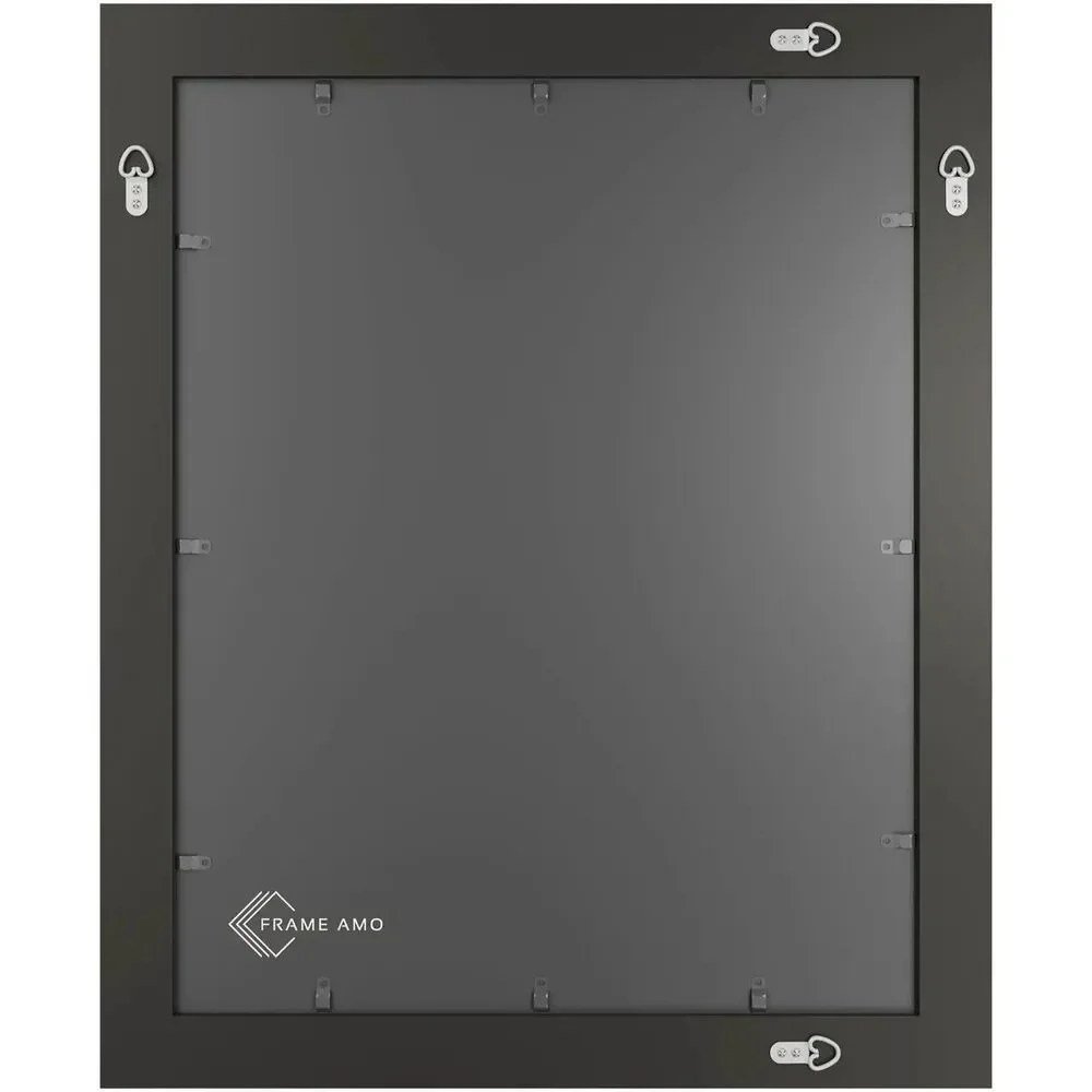 Frame Amo 19x26 Black Solid Wood Poster Frame White Mat 15x22 Tempered Glass Wal